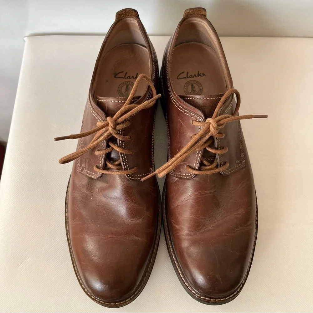 Clarks Brown Leather Lace Up Oxford Shoes